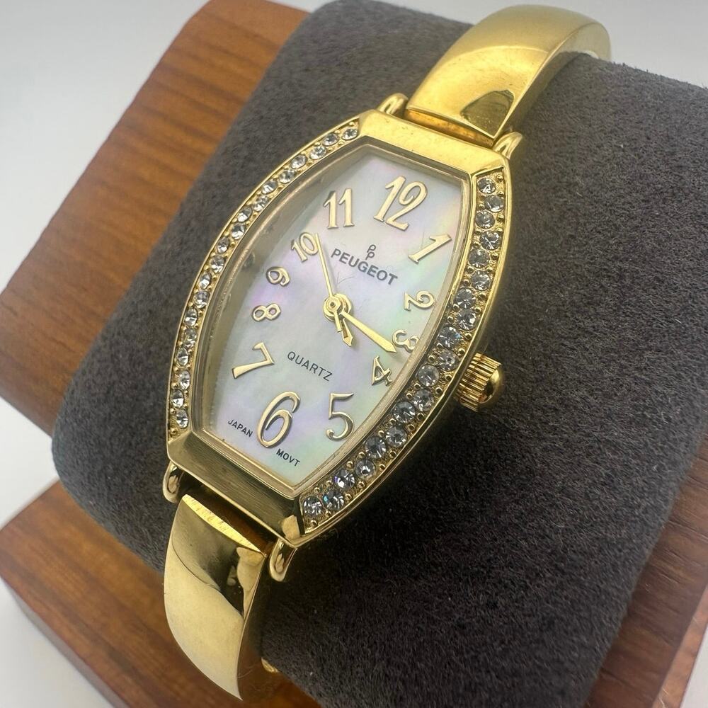 Peugeot Gold Tone Quartz Watch – Mother-of-Pearl Face